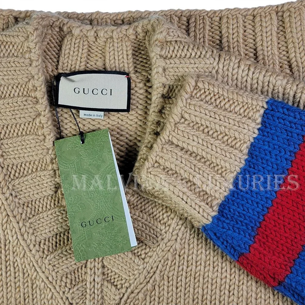 GUCCI MENS SWEATER STRIPED MOHAIR WOOL BLEND WEB STRIPE MOTIF sz M MEDIUM - Picture 12 of 15